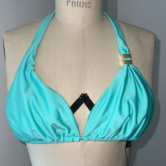 ViX by Paula Hermanny Solid Bia Tube Aqua Bikini Halter Top Sz L - NWT! - Picture 2 of 10